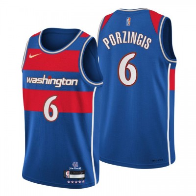 Washington Wizards #6 Kristaps Porzingis Youth Nike Blue 202122 Swingman NBA Jersey - City Edition